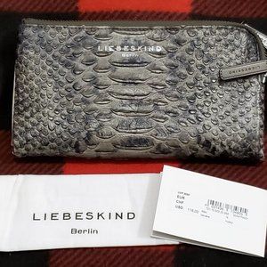 NWT and Duster Bag!! Liebeskind Grey Snakeskin Leather Wallet